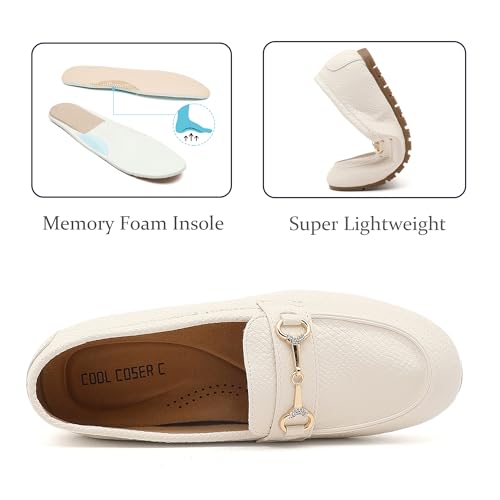Image of Women's Wide Loafers Casual Slip on Flat Shoes Women's Comfort Penny Loafers with Arch Support Women Dressy Moccasins