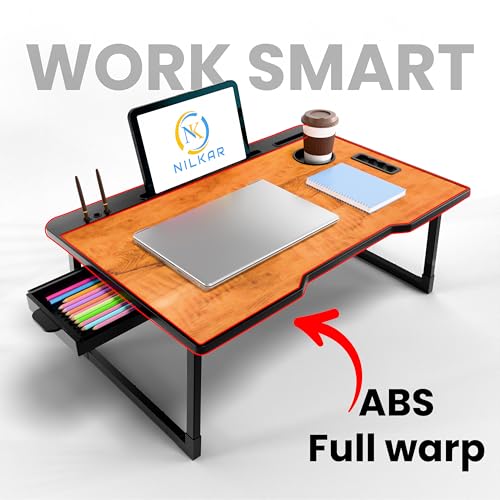 Image of Study Table Bed Table Premium Laptop Table /Foldable and Portable Wooden /Writing Desk for Office /Home /School (COTTED WOODDD)