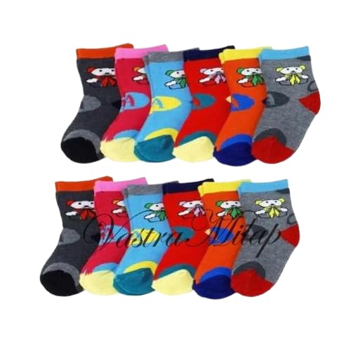 Multicoloured Baby Kids Boy's Printed Cotton Socks Pack of 12-image-31