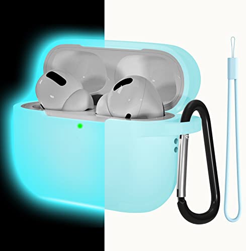 Lerobo for Airpods Pro 2nd Generation Case 2022, Night Glow Protective Cover Silicone Skin Case Compatible with Apple Airpods Pro 2 with Keychain/Lanyard Accessories,Front LED Visible (Nightglow Blue)