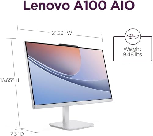 Image of Lenovo 24 inch All-in-One Desktop Computer • 4-core Intel N100 Processor • 32GB RAM • 1TB Storage (512GB SSD + 512GB External) • Office 365 for The Web • Wired Keyboard&Mouse • Windows 11
