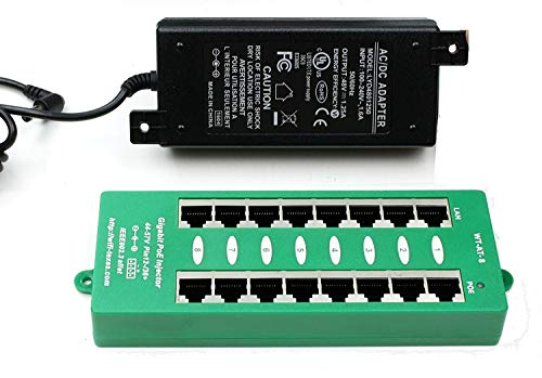 Image of PoE Texas AT-8-48v60w | 8 Port Gigabit 802.3af Power Over Ethernet Injector | with 48 Volt 60 Watt Power Supply (Renewed)