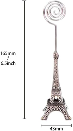 Miniatura 3 de Booluee - Juego de 6 soportes para tarjetas con diseño de la Torre Eiffel, de metal, para colocar en la mesa, para fotos, números, mesas, fotos,