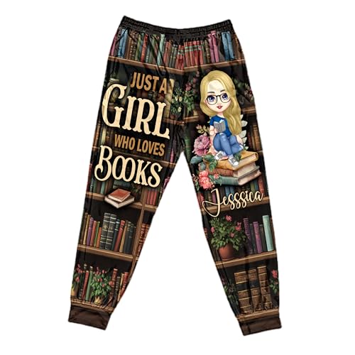 Book Lover Personalized Joggers, Just A Girl Who Loves Books Gift, Reader Sweatpants