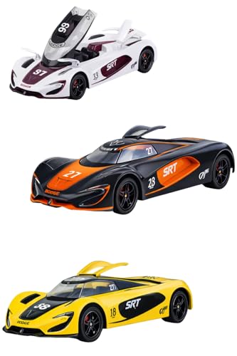 Image of DREAMY DEN Dodge SRT Diecast Toy Car for Kids Age 3-8 | Pull Back Racing with Doors (Pack of 1 - Random Color from 3 Options) | 1:32 Scale