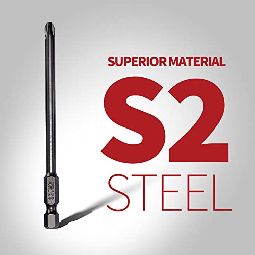 Columpro 10Pcs 1/4 Inch Hex Shank Long Strong Magnetic 100Mm S2 Screwdriver Bits Set,10Pcs Storage Case Screwdriver Extension Set,Impact Drill Bit Set #TOP1