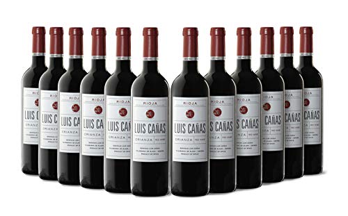 Luis Cañas - Vino Tinto con D.O. Rioja - Crianza - Variedad de Uva Tempranillo, Garnacha, Graciano, Mazuelo, Viura y Rojal - Notas Afrutadas - Incluye Caja Cartón - 12 Botellas de 75 cl