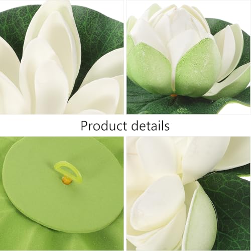 Seerosen Künstlich5 STK Künstliche Lotusblume Schwimmende Teichdekoration Seerose Ornament für Gartenterrasse Pool Aquarium Dekoration (Weiß)