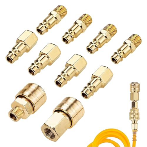 Gfamous Lot de 10 raccords à air comprimé 1/4 BSP - Raccord rapide 1/4 - Pour tuyau de compresseur - Pour tuyau d'air comprimé