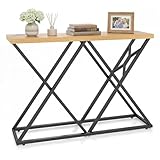 【BASE GÉOMÉTRIQUE AU DESIGN DISTINCTIF】Cette table console se distingue par sa base en forme de X, qui apporte une structure visuelle élégante et moderne. Associée à son plateau au veinage bois naturel, elle insuffle une chaleur accueillante et un caractère authentique à votre intérieur.