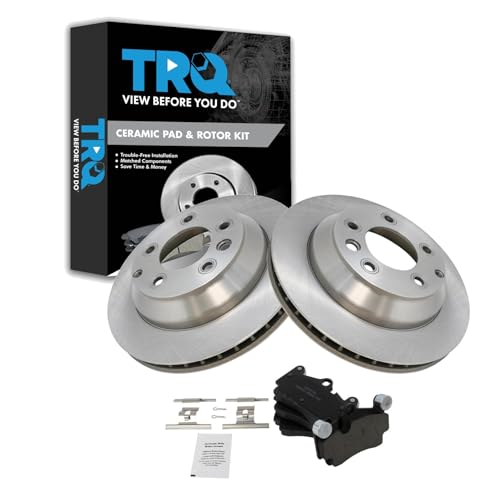 Image of TRQ Rear Brake Pad and Rotor Set Ceramic | For 2007-2015 Audi Q7 2003-2010 Porsche Cayenne 2004-2010 Volkswagen Touareg
