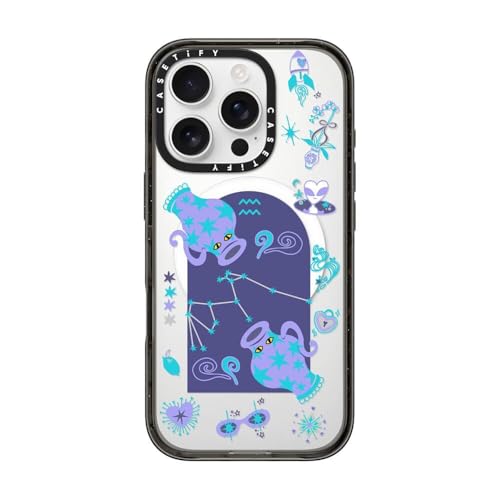 Coque iPhone 16 Pro CASETiFY antichoc Verseau MagSafe noir transparent