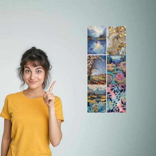 Image of Modern Landscape & Floral Art Print Set - Set of 2-4x6 Inch - Board (Pack of 6) - Sticker (Pack of 6) Wall Room Decoration art Poster Prints