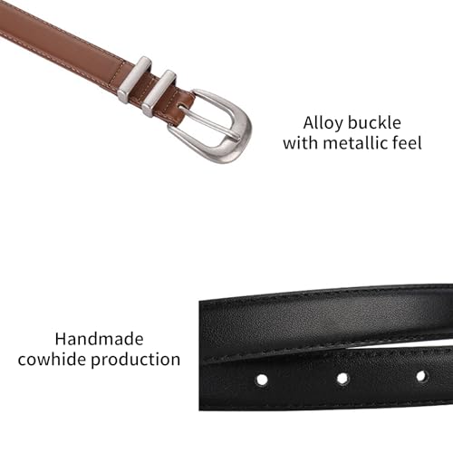 Genuine Leather Women Western Belt Distressed Silver Buckle Retro Fashion Accessory For Casual Outfit Halloween Women's Trend4
