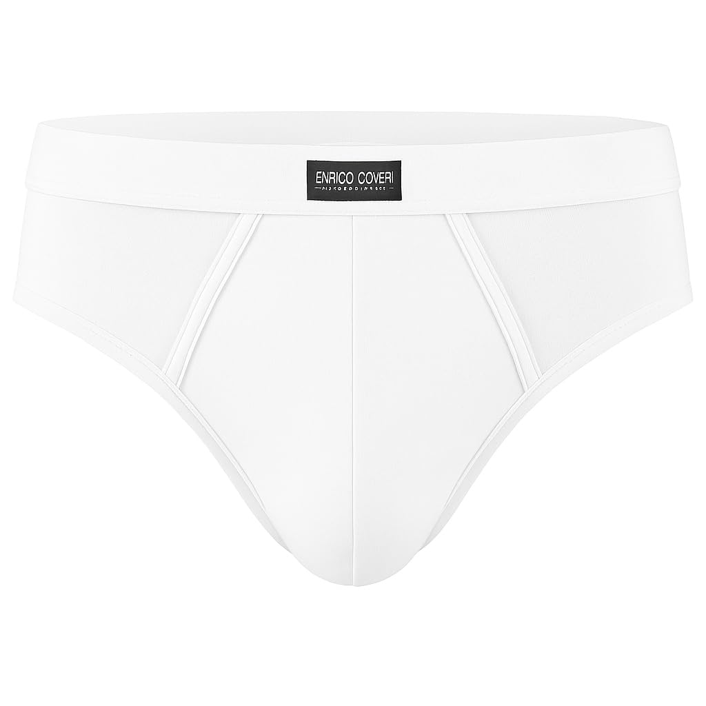 Enrico Coveri 12 Pezzi Slip Uomo in Cotone Bielastico ES1002, Bianco, 7/XXL