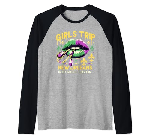Niñas Viaje Nueva Orleans En Mi Mardi Gras Era Lip Fun Novedad Camiseta Manga Raglan