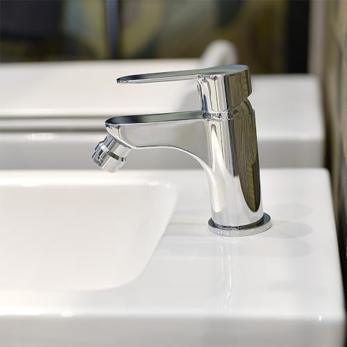 Set Miscelatori Lavabo Alto E Bidet Con Scarico Click-Clack Incluso, In Ottone Cromato Con Leva Monocomando, Zoe - 6
