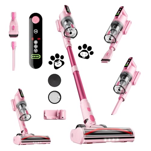 Cordless Vacuum Cleaner, 45Kpa 50 Mins Runtime Self-Standing Stick Vacuum Cleaners for Home, Powerful Suction, Lightweight, LED Touch Screen 8 in 1 Vacuum for Pet Hair, Carpet, Hardwood Floo