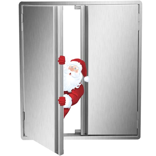 Minneer Outdoor Kitchen Door 17x24 Inch Double Wall BBQ Access Door, 304 All Brushed Stainless Steel Double BBQ Door for BBQ Island, Outside Cabinet, Barbecue Grill ,Outdoor Kitchen