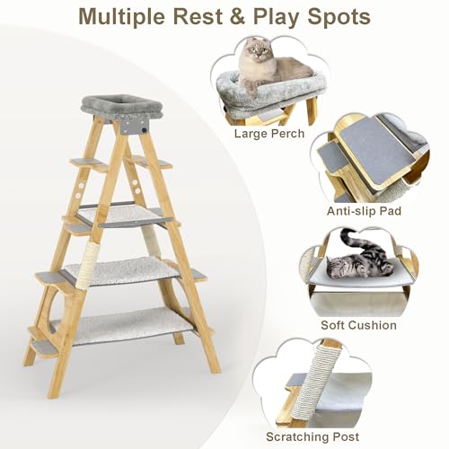 Árbol moderno para gato plegable con hamaca y poste de sisal miniatura 4
