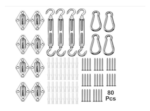 Turnbuckle de acero inoxidable 304 con placas y ganchos para toldo miniatura 1