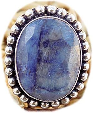 Blue Beryl cabochon Ring, Silver Plated Ring, Handmade Ring, Women Jewelry,(Size- 7 USA) BRS-11679 image 3