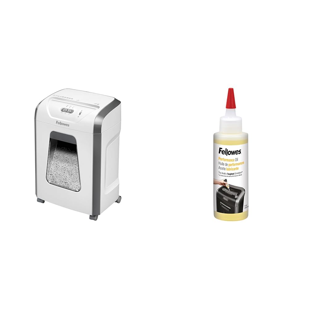 Fellowes Destructeur de Document FS-12C, destructeur de Papier avec agrafes, Trombones & Huile pour Destructeur De Papier Coupe Et Coupe Croisée, 120ml - Huile Lubrifiante