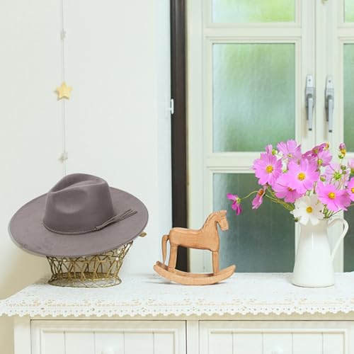 Flat Brim Fedora Hats for Women Men Big Wide Brim Felt Suede Panama Hat Western Rancher Hat3