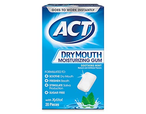 Act Dry Mouth Moisturizing Gum, Soothing Mint, Sugar Free, 20 Count (Pack Of 2) #TOP1
