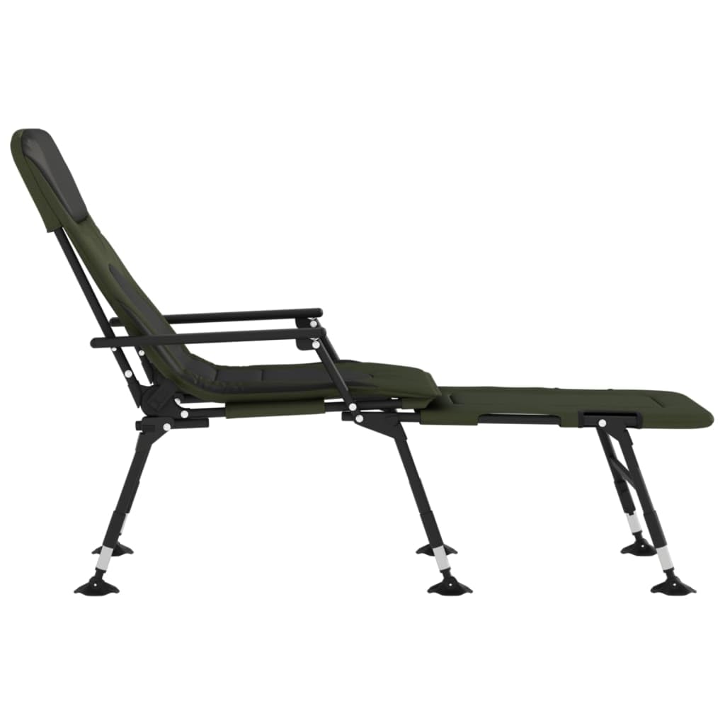 Angelliege Klappbar mit Verstellbarer Rückenlehne, Karpfenliege mit Schlammfüßen, Campingliege für Outdoor, Grün, 180cm