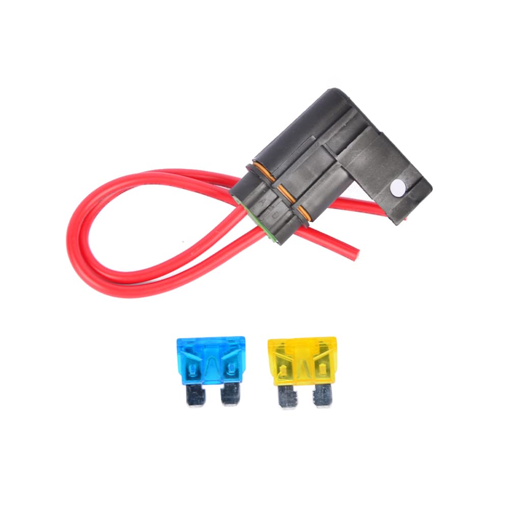 Getfarway Waterproof ATC/ATO Inline 12AWG Fuse Holder with 15A and 20A Fuses Compatible with all the standard vehicle, Marine, Heavy Duty Bus, Plug and Play, Easy Installation