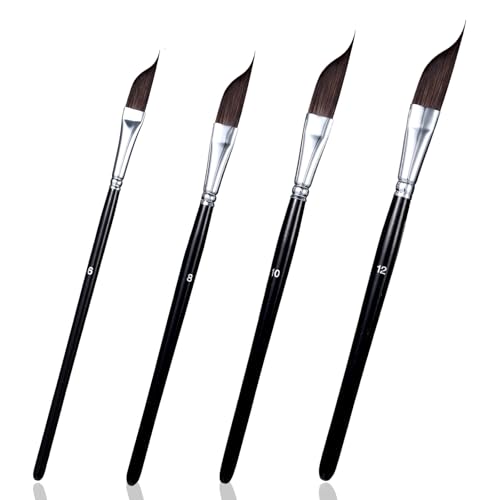 Qianyu 4 Pcs Dagger Striper Brush Set Premium Dagger Paint Brushes Watercolor Pinstriping Brushes Professional Acrylic Pinstriping Brush Travel Art Paintbrushes for Detail Fine Lines Ink Gouache