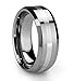 King Will Classic Silver Men's 8mm Tungsten Ring One Tone Matte Finish Brushed Center Wedding Band