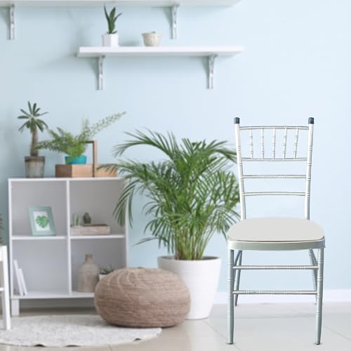 WedDecor Fundas elásticas para asiento de silla de comedor de elastano para Chiavari, extraíbles y lavables, protectores de cojín elásticos para silla de cocina, color marfil, 10 unidades