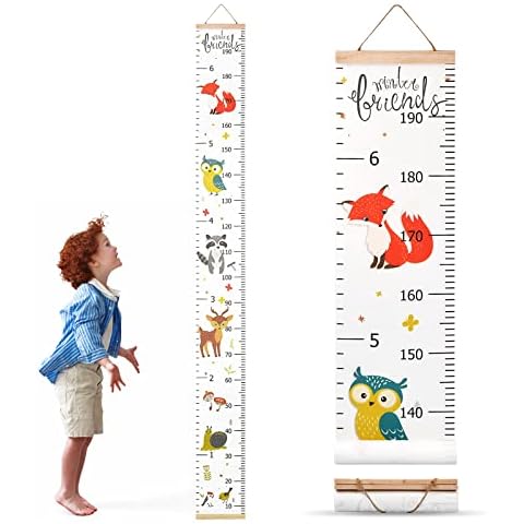 Vesaneae Wachstum Messlatte für Kinder, Wachstum Messlatte Wandbehang, Höhe Wachstum Diagramm,Wachstumstabelle mit Tiere Motiven, Größenmesser Baby, Wanddekorationen für Schlafzimmer Kinderzimmer Cover