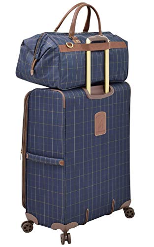 LONDON FOG Kensington Ii 20-Inch Wide Mouth Duffle, Navy Window Pane