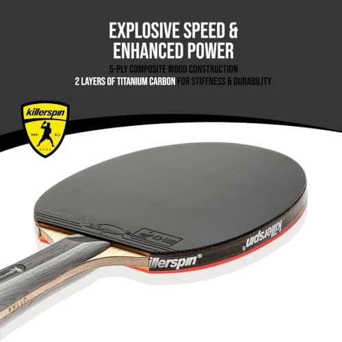 Image of Killerspin Diamond TC Ping Pong Paddle, Advanced Table Tennis Paddle, Memory Book Paddle Case, Red /Black