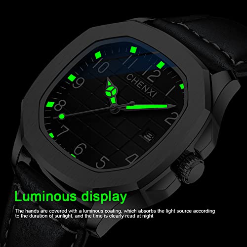 Tiong Mens Leather Strap Watch Waterproof Clock Date Movement Quartz Arabic Numeral Dial Watch #TOP5