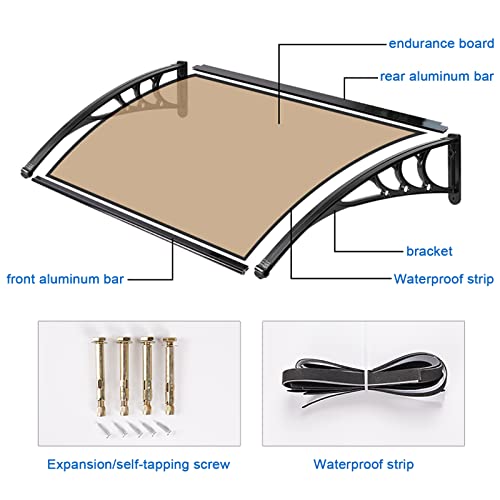 Toldo para puerta de entrada marrón de 60 cm para proteger tu porche de la lluvia 8