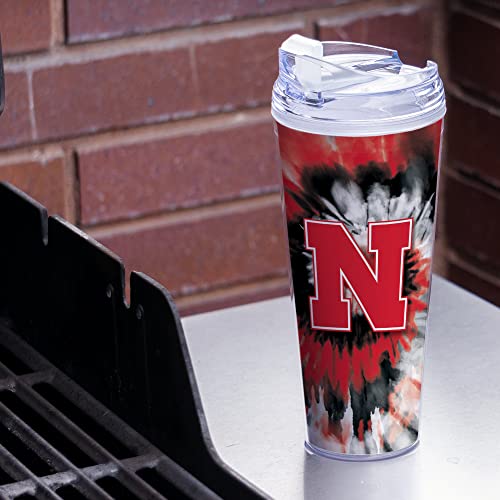 Image of Rico Industries NCAA Glitter 24oz Acrylic Glitter Tumbler with Hinged Lid, Officially Licensed Double Wall Tumbler with Straw
