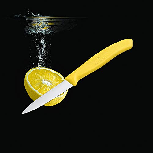 Image of Victorinox Swiss Made Stainless Steel Swiss Classic Paring Knife, Kitchen Tools, Kitchen Items, 8 cm Straight Edge, Yellow, 6.7606.L118