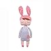 MOMSIV 13'' MeToo Angela Sleeping Bunny Rabbit Girl Baby Stuffed Plush Dolls Toys, Pink Ears with Grey Dress