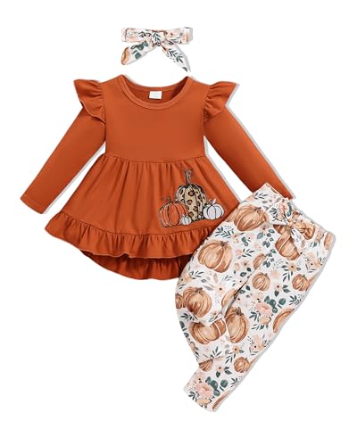 Image of Doresbebe Baby Girl Clothes Toddler Girl Outfits Infant Girl Summer Clothes for Girl Ruffle Shirt Pants+Cute Headband 3PCS