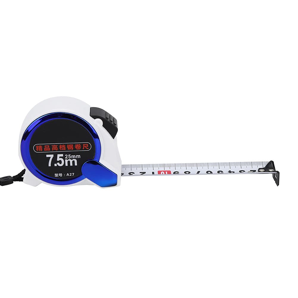 Ejoyous Metro a Nastro in Acciaio, Metro a Nastro in Acciaio Inossidabile 5 M X 19 Mm 7,5 M X 25 Mm, Guscio in PC Retrattile con Blocco Automatico con Scala Chiara e Design Antiurto per la (7.5M*25MM)