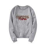 SIOPEW Damen Shirt Langarm Basic Oberteile Kinder Weihnachten Eltern-Kind Einfarbig Druck Rundhals Winter Elegant Casual Sweatshirt Pullover Langarmshirt
