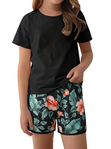 Image of Girl's 2 Piece Outfits Cute Summer T-Shirt and Graphic Shorts Clothing Sets