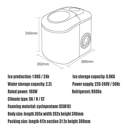Máquina de hielo eléctrica silenciosa IIPOSAQQ 18Kg 24h miniatura 4