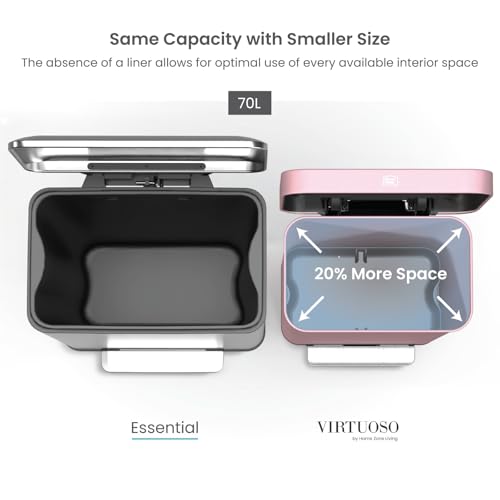 Image of Home Zone Living 18.5 Gallon Large Stainless Steel Trash Can with Slow Closing Lid and Wide Opening, Virtuoso Collection, Pink
