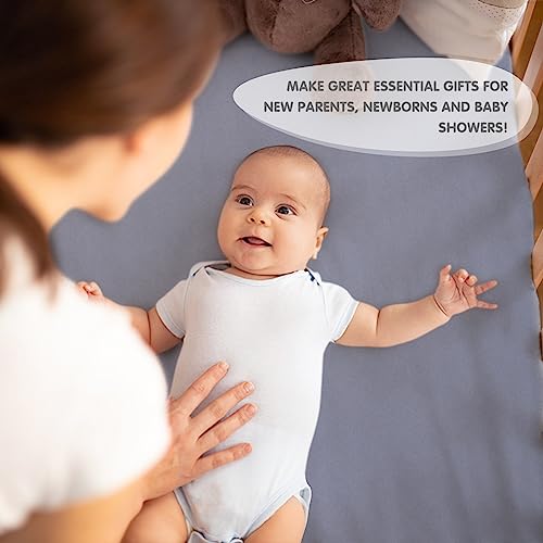 Image of JISEN 3 Piece Crib Bedding Set Soft Baby Crib Bedding Set Ruffle Crib Comforter Set - Crib Quilt Crib Sheet Pillowcase Nursery Bedding Sets for Baby Boys or Girls Grey