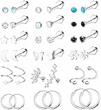 オラジオ 15ペア ピアス セット ボディピアス 軟骨ピアス 20g レディース メンズ ピアス 20g つけっぱなし ピアス サージカルステンレス オパール ジルコニア ハート 軟骨ピアス 金属アレルギー対応 (ブラック)